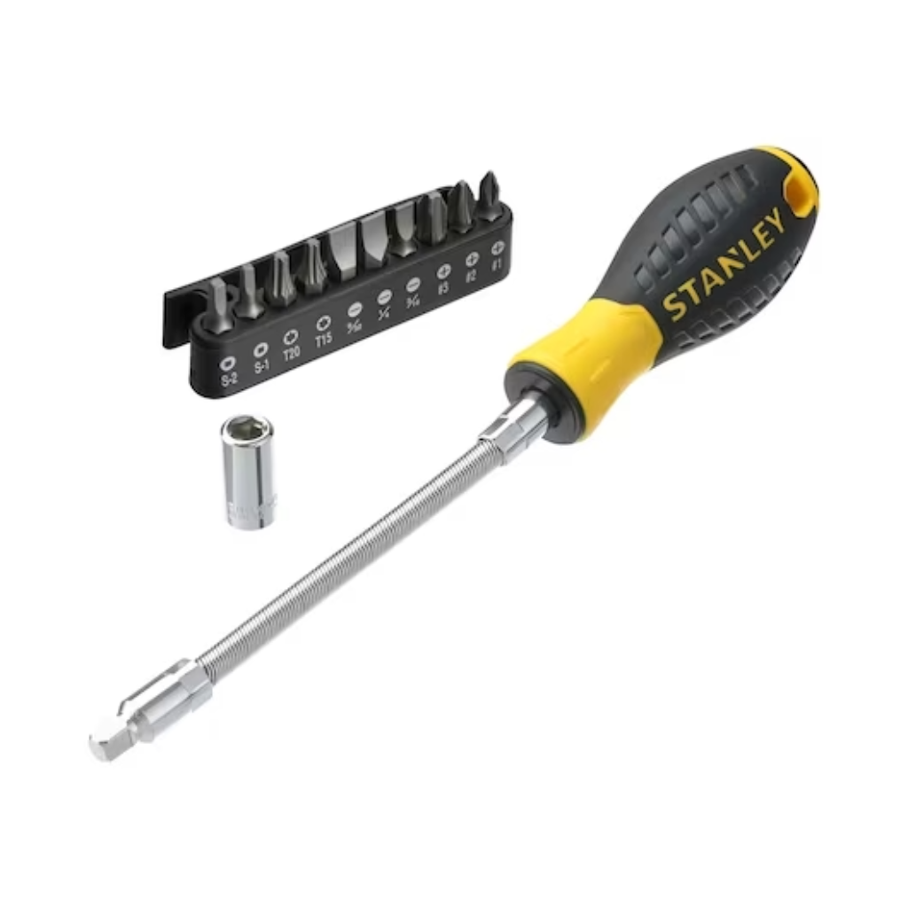 10-Way Flexi Screwdriver Set (Ph: 1, 2, 3; Torx: T15, T20; Square: 1, 2; Slot.: 4.5, 6 7)