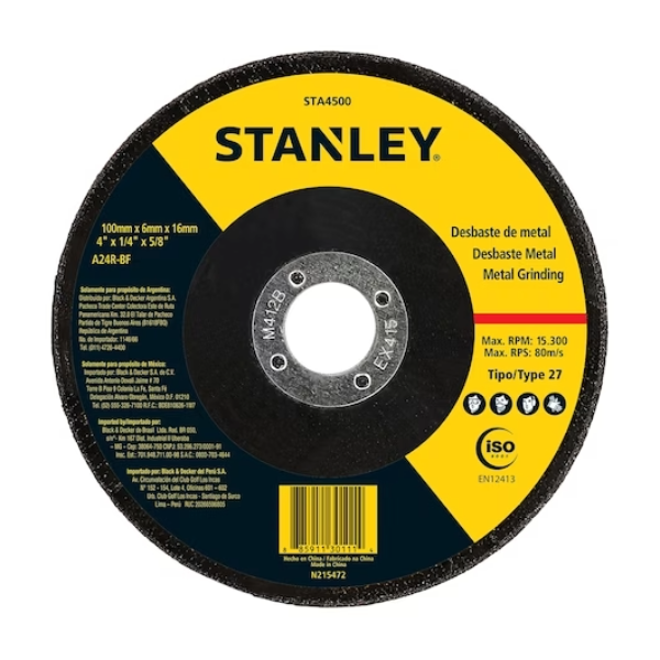 100 x 6 x 22.23 mm Metal Grinding Wheel Type 27