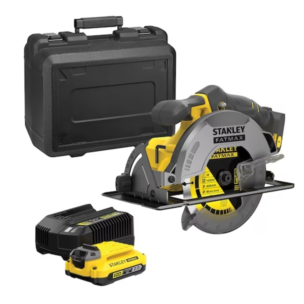 18V STANLEY® FATMAX® V20 Cordless Circular Saw with 1 x 2.0Ah Lithium Ion Battery and Kit Box