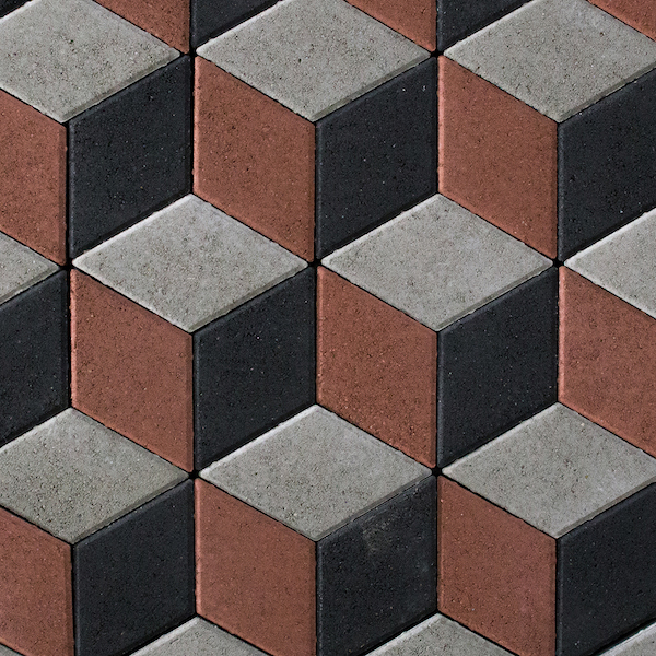 Tri-Colour Rhombus 3D Cube Interlocking Paver