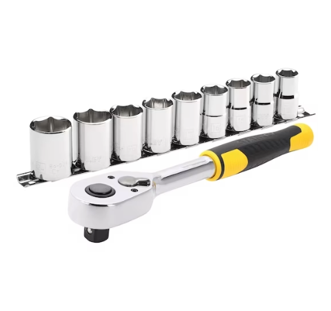 STANLEY® 1/2" 72 Tooth Ratchet and Socket set (10 pieces)