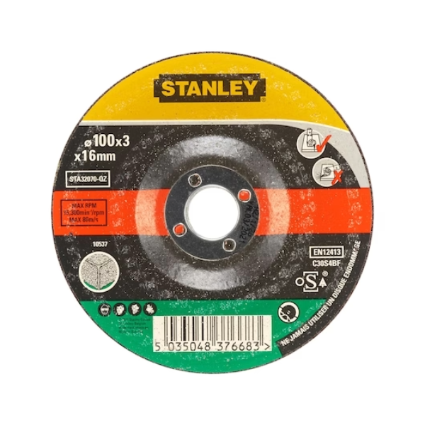 STANLEY® Depressed Centre Concrete and Stone Cutting Bonded Disc 100x16x3.2mm