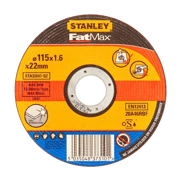 STANLEY® FATMAX® Extra Thin Flat Steel Cutting Bonded Disc 115x22.23x1.6mm