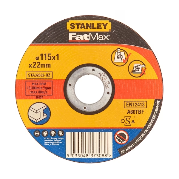 STANLEY® FATMAX® Extra Thin Flat Steel Cutting Bonded Disc 115x22.23x1mm