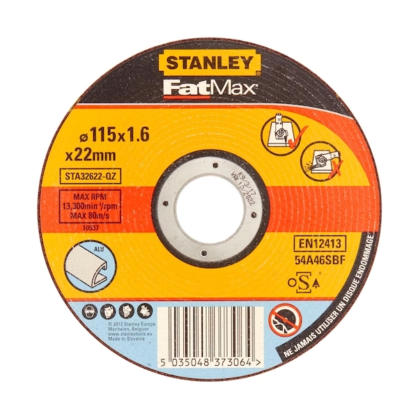 STANLEY® FATMAX® Thin Flat Aluminium Cutting Bonded Disc 115x22.23x1.6mm