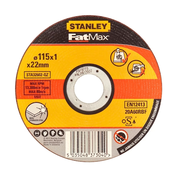 STANLEY® FATMAX® Thin Flat Stainless Steel Cutting Bonded Disc 115x22.23x1mm