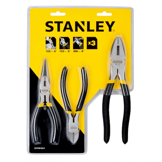 STANLEY® Plier Set of 3 pc. Linesman plier, Diagonal Cutting, Longnose