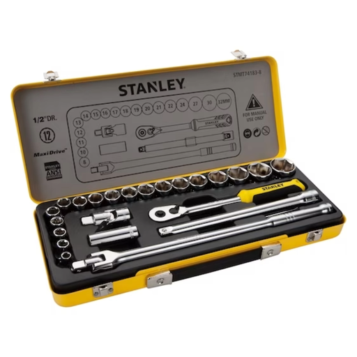 [STMT74184-8] 1/2 in. 12 pt. Socket Set In Metal Tin (24 pc.)